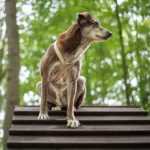 Heidhofer Hunderunde: Choco sitzt ganz oben auf der A-Wand, Station 11